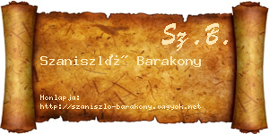 Szaniszló Barakony névjegykártya